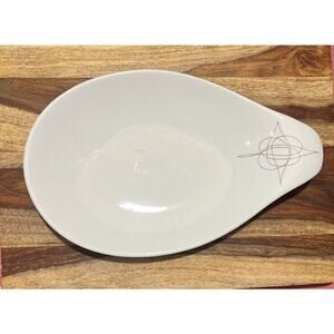 Eva Zeisel Fantasy Serving Platter‎ MCM Atomic White Hallcraft Teardrop 12.5”